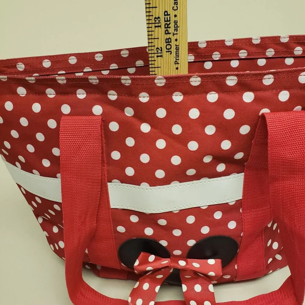 Disney Minnie Mouse Canvas Zip Tote Bag Red White Polka Dot Beach Polka-Dot Boho